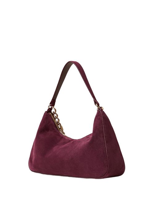 Borsa da donna in pelle scamosciata, a mano/spalla, catena, colore bordeaux. TWINSET | 252TB716205609